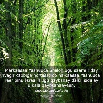 Picture 03 - Yashuuca 18:10 SOM - Markaasaa Yashuuca Shiiloh ugu saami riday iyagii - Bible Verse Picture