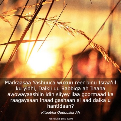 Picture 03 - Yashuuca 18:3 SOM - Markaasaa Yashuuca wuxuu reer binu Israa'iil ku - Bible Verse Picture