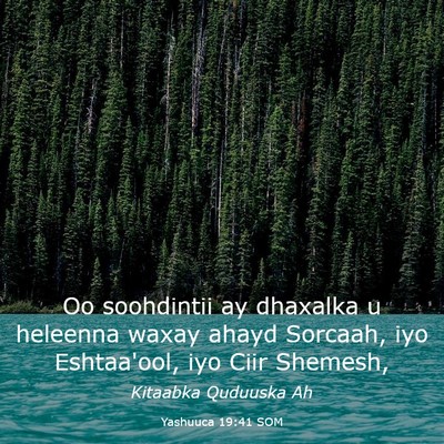 Picture 03 - Yashuuca 19:41 SOM - Oo soohdintii ay dhaxalka u heleenna waxay ahayd - Bible Verse Picture