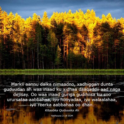 Picture 03 - Yashuuca 2:18 SOM - Markii aannu dalka nimaadno, xadhiggan dunta - Bible Verse Picture