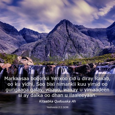 Picture 03 - Yashuuca 2:3 SOM - Markaasaa boqorkii Yerixoo cid u diray Raxab, oo - Bible Verse Picture