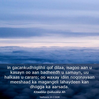 Picture 03 - Yashuuca 20:3 SOM - in gacankudhiiglihii qof dilaa, isagoo aan u - Bible Verse Picture