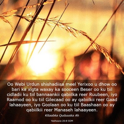 Picture 03 - Yashuuca 20:8 SOM - Oo Webi Urdun shishadiisa meel Yerixoo u dhow oo - Bible Verse Picture