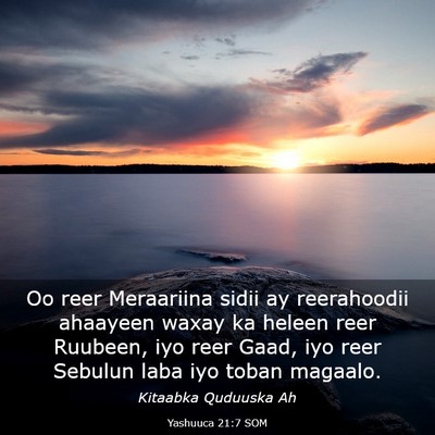 Picture 03 - Yashuuca 21:7 SOM - Oo reer Meraariina sidii ay reerahoodii ahaayeen - Bible Verse Picture
