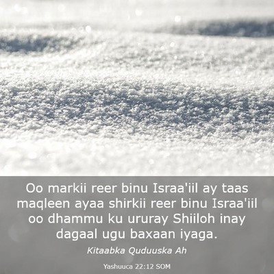 Picture 03 - Yashuuca 22:12 SOM - Oo markii reer binu Israa'iil ay taas maqleen - Bible Verse Picture