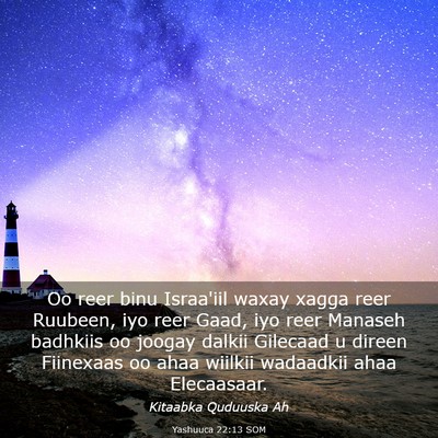 Picture 03 - Yashuuca 22:13 SOM - Oo reer binu Israa'iil waxay xagga reer Ruubeen, - Bible Verse Picture