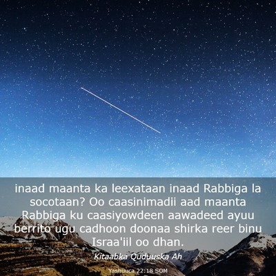 Picture 03 - Yashuuca 22:18 SOM - inaad maanta ka leexataan inaad Rabbiga la - Bible Verse Picture