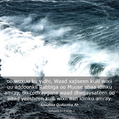 Picture 03 - Yashuuca 22:2 SOM - oo wuxuu ku yidhi, Waad xajiseen kulli wixii uu - Bible Verse Picture