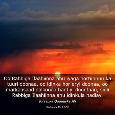 Picture 03 - Yashuuca 23:5 SOM - Oo Rabbiga Ilaahiinna ahu iyaga hortiinnuu ka - Bible Verse Picture