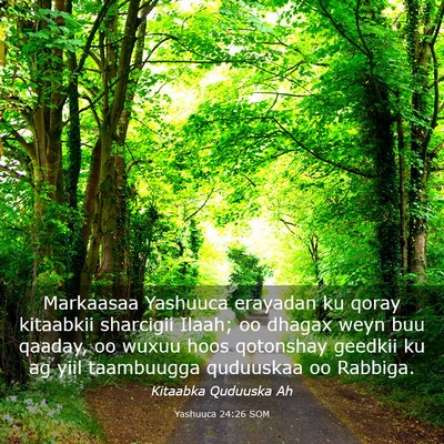 Picture 03 - Yashuuca 24:26 SOM - Markaasaa Yashuuca erayadan ku qoray kitaabkii - Bible Verse Picture
