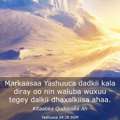 Picture 03 - Yashuuca 24:28 SOM - Markaasaa Yashuuca dadkii kala diray oo nin - Bible Verse Picture