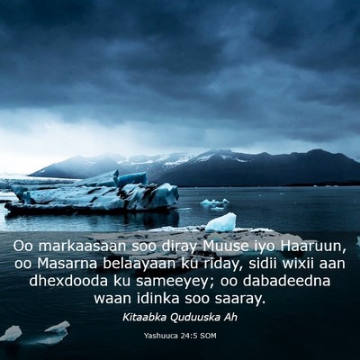 Picture 03 - Yashuuca 24:5 SOM - Oo markaasaan soo diray Muuse iyo Haaruun, oo - Bible Verse Picture