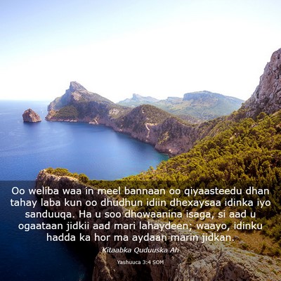 Picture 03 - Yashuuca 3:4 SOM - Oo weliba waa in meel bannaan oo qiyaasteedu dhan - Bible Verse Picture