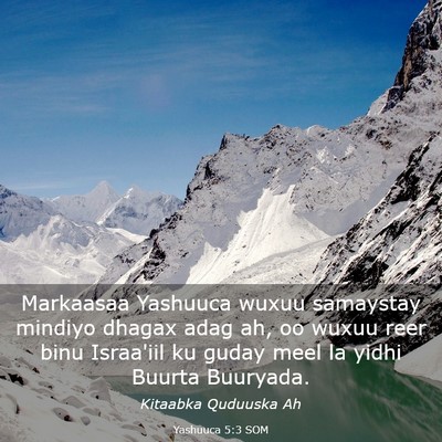 Picture 03 - Yashuuca 5:3 SOM - Markaasaa Yashuuca wuxuu samaystay mindiyo dhagax - Bible Verse Picture