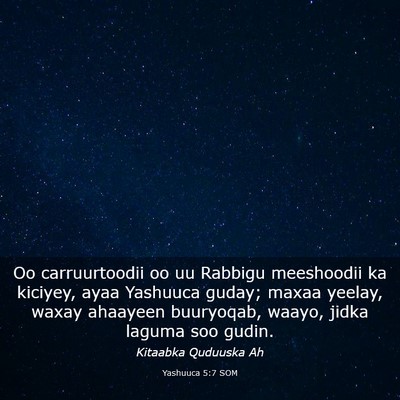 Picture 03 - Yashuuca 5:7 SOM - Oo carruurtoodii oo uu Rabbigu meeshoodii ka - Bible Verse Picture
