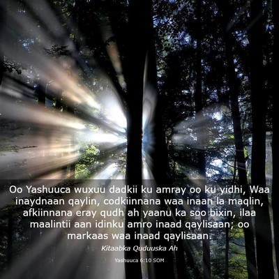 Picture 03 - Yashuuca 6:10 SOM - Oo Yashuuca wuxuu dadkii ku amray oo ku yidhi, - Bible Verse Picture