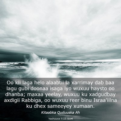 Picture 03 - Yashuuca 7:15 SOM - Oo kii laga helo alaabtii la xarrimay dab baa - Bible Verse Picture
