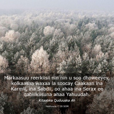 Picture 03 - Yashuuca 7:18 SOM - Markaasuu reerkiisii nin nin u soo dhoweeyey, - Bible Verse Picture