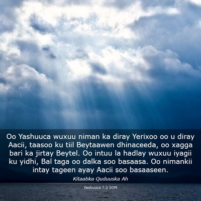 Picture 03 - Yashuuca 7:2 SOM - Oo Yashuuca wuxuu niman ka diray Yerixoo oo u - Bible Verse Picture