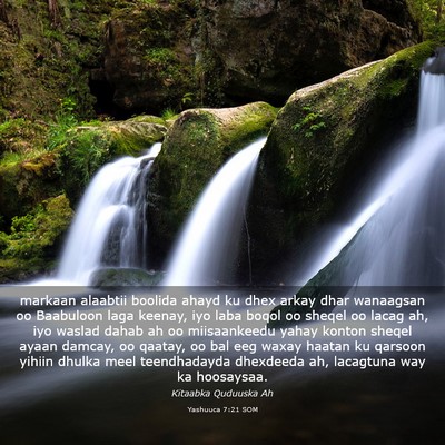 Picture 03 - Yashuuca 7:21 SOM - markaan alaabtii boolida ahayd ku dhex arkay dhar - Bible Verse Picture