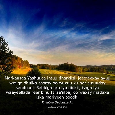 Picture 03 - Yashuuca 7:6 SOM - Markaasaa Yashuuca intuu dharkiisii jeexjeexay - Bible Verse Picture
