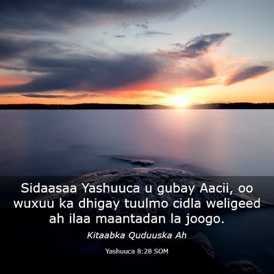Picture 03 - Yashuuca 8:28 SOM - Sidaasaa Yashuuca u gubay Aacii, oo wuxuu ka - Bible Verse Picture