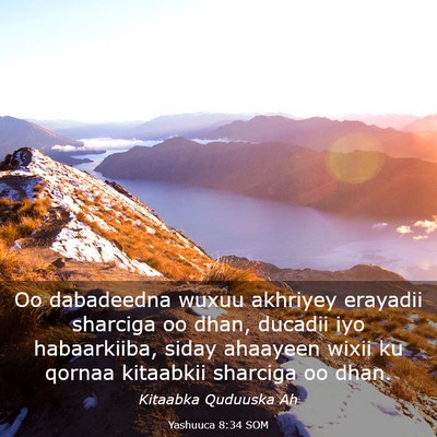 Picture 03 - Yashuuca 8:34 SOM - Oo dabadeedna wuxuu akhriyey erayadii sharciga oo - Bible Verse Picture