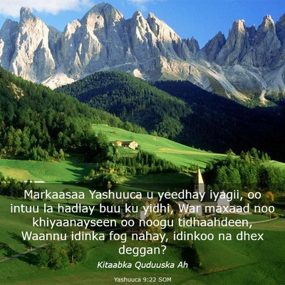 Picture 03 - Yashuuca 9:22 SOM - Markaasaa Yashuuca u yeedhay iyagii, oo intuu la - Bible Verse Picture