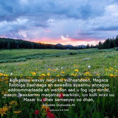 Picture 03 - Yashuuca 9:9 SOM - Kolkaasay waxay isagii ku yidhaahdeen, Magaca - Bible Verse Picture