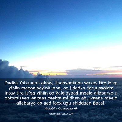 Picture 03 - Yeremyaah 11:13 SOM - Dadka Yahuudah ahow, ilaahyadiinnu waxay tiro - Bible Verse Picture