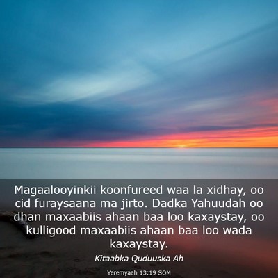 Picture 03 - Yeremyaah 13:19 SOM - Magaalooyinkii koonfureed waa la xidhay, oo cid - Bible Verse Picture