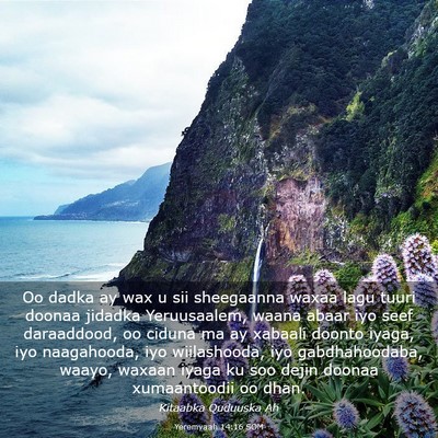 Picture 03 - Yeremyaah 14:16 SOM - Oo dadka ay wax u sii sheegaanna waxaa lagu tuuri - Bible Verse Picture