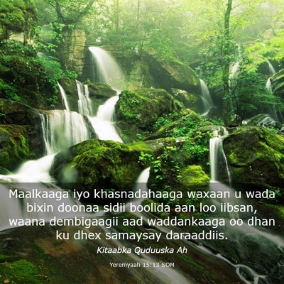 Picture 03 - Yeremyaah 15:13 SOM - Maalkaaga iyo khasnadahaaga waxaan u wada bixin - Bible Verse Picture