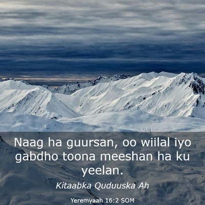 Picture 03 - Yeremyaah 16:2 SOM - Naag ha guursan, oo wiilal iyo gabdho toona - Bible Verse Picture