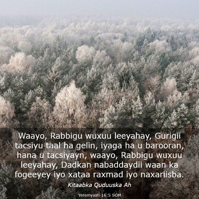 Picture 03 - Yeremyaah 16:5 SOM - Waayo, Rabbigu wuxuu leeyahay, Gurigii tacsiyu - Bible Verse Picture