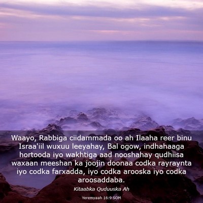 Picture 03 - Yeremyaah 16:9 SOM - Waayo, Rabbiga ciidammada oo ah Ilaaha reer binu - Bible Verse Picture