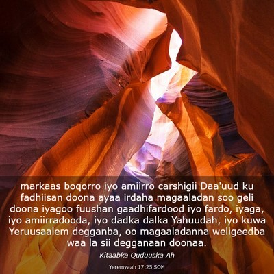 Picture 03 - Yeremyaah 17:25 SOM - markaas boqorro iyo amiirro carshigii Daa'uud ku - Bible Verse Picture