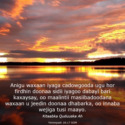Picture 03 - Yeremyaah 18:17 SOM - Anigu waxaan iyaga cadowgooda ugu hor firdhin - Bible Verse Picture