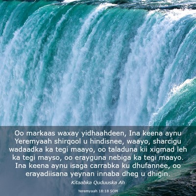 Picture 03 - Yeremyaah 18:18 SOM - Oo markaas waxay yidhaahdeen, Ina keena aynu - Bible Verse Picture