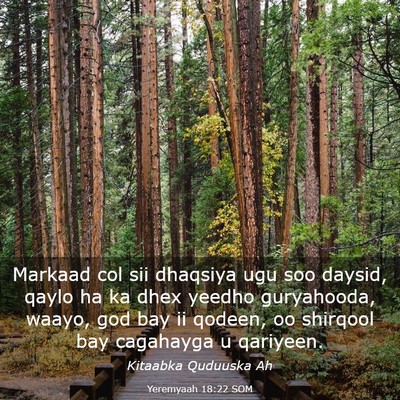 Picture 03 - Yeremyaah 18:22 SOM - Markaad col sii dhaqsiya ugu soo daysid, qaylo ha - Bible Verse Picture