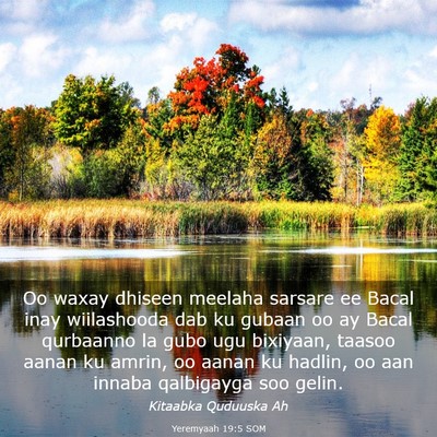 Picture 03 - Yeremyaah 19:5 SOM - Oo waxay dhiseen meelaha sarsare ee Bacal inay - Bible Verse Picture