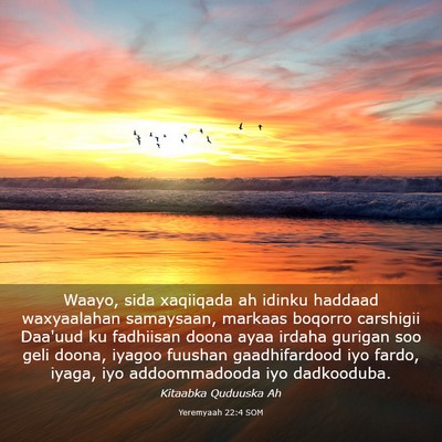 Picture 03 - Yeremyaah 22:4 SOM - Waayo, sida xaqiiqada ah idinku haddaad - Bible Verse Picture