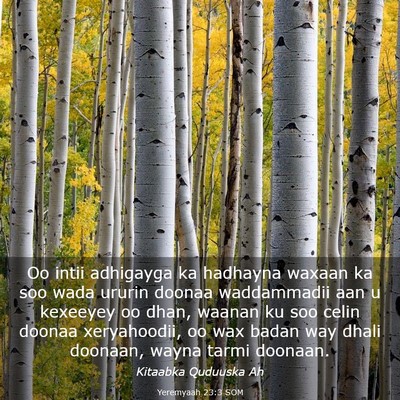 Picture 03 - Yeremyaah 23:3 SOM - Oo intii adhigayga ka hadhayna waxaan ka soo wada - Bible Verse Picture