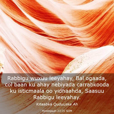Picture 03 - Yeremyaah 23:31 SOM - Rabbigu wuxuu leeyahay, Bal ogaada, col baan ku - Bible Verse Picture