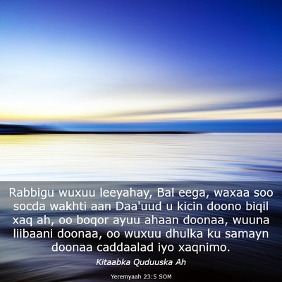 Picture 03 - Yeremyaah 23:5 SOM - Rabbigu wuxuu leeyahay, Bal eega, waxaa soo socda - Bible Verse Picture