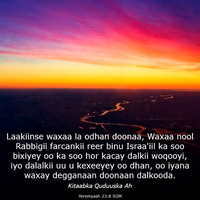 Picture 03 - Yeremyaah 23:8 SOM - Laakiinse waxaa la odhan doonaa, Waxaa nool - Bible Verse Picture