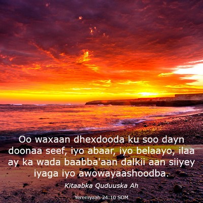 Picture 03 - Yeremyaah 24:10 SOM - Oo waxaan dhexdooda ku soo dayn doonaa seef, iyo - Bible Verse Picture
