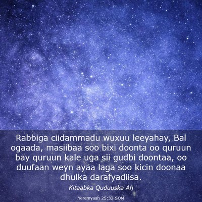 Picture 03 - Yeremyaah 25:32 SOM - Rabbiga ciidammadu wuxuu leeyahay, Bal ogaada, - Bible Verse Picture
