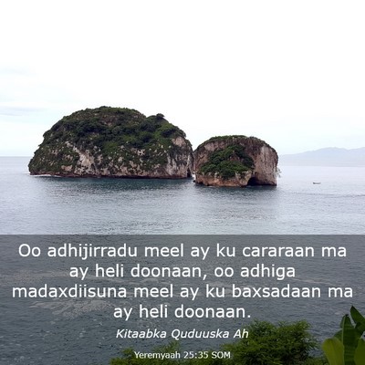 Picture 03 - Yeremyaah 25:35 SOM - Oo adhijirradu meel ay ku cararaan ma ay heli - Bible Verse Picture