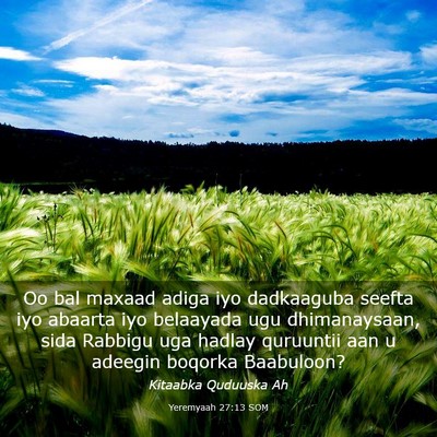 Picture 03 - Yeremyaah 27:13 SOM - Oo bal maxaad adiga iyo dadkaaguba seefta iyo - Bible Verse Picture